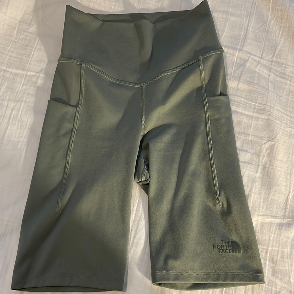 North face green bike shorts